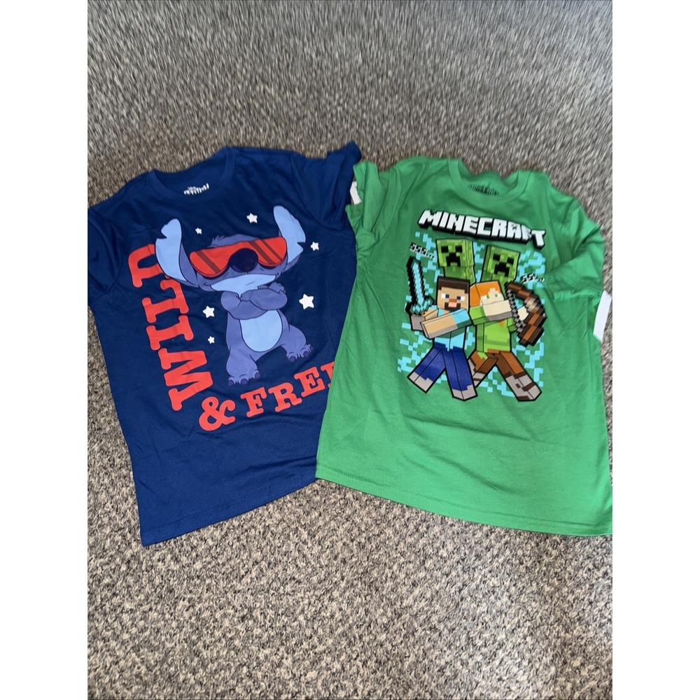 Lof Of 2 Boys Minecraft, Stitch Short Sleeve T Shirts L 10/12
